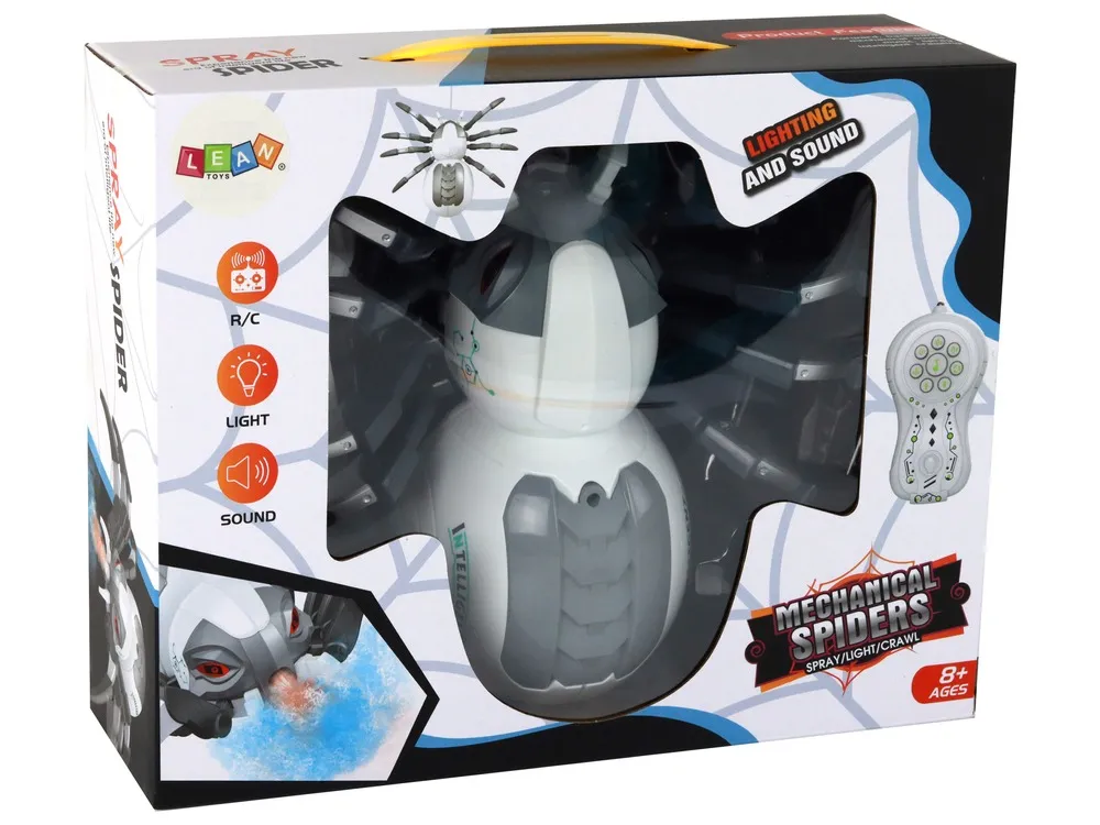 large remote controlled rc spider, battery operated, white and gray - slika 4