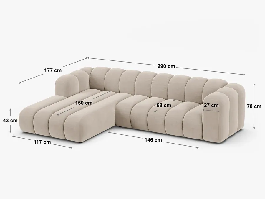 kutna garnitura lupine 230x177cm, materijal: chenille eden - slika 6