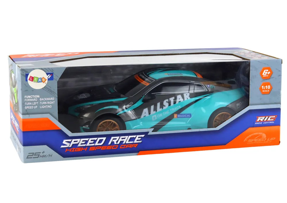 large remote controlled sports car 1:10 turquoise and black - slika 2