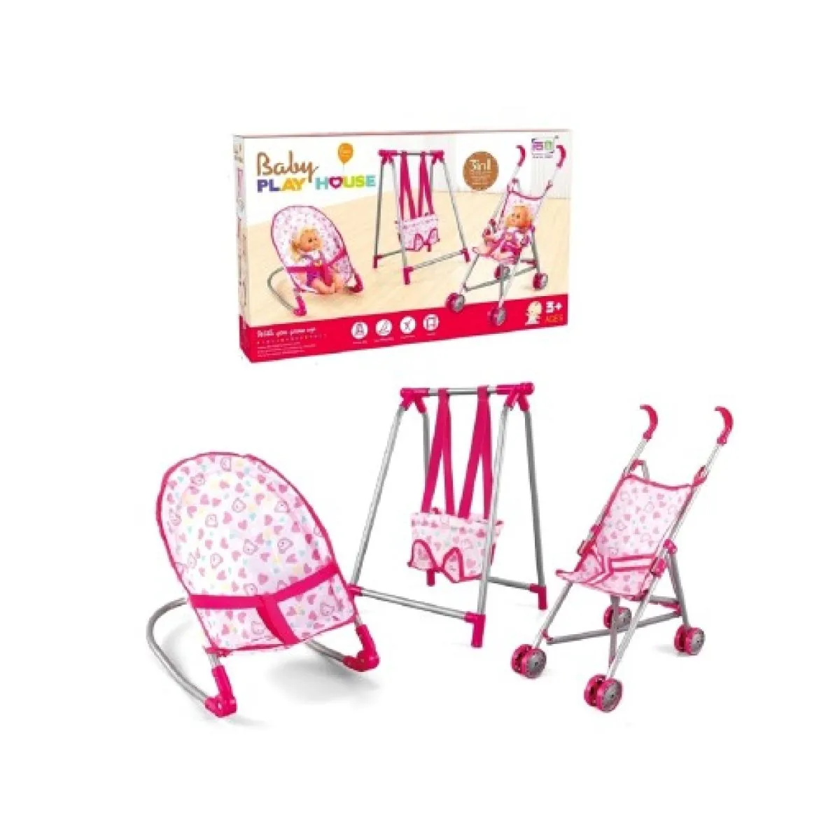 baby play house- 3 u 1 set za igranje za djevojčice - slika 3