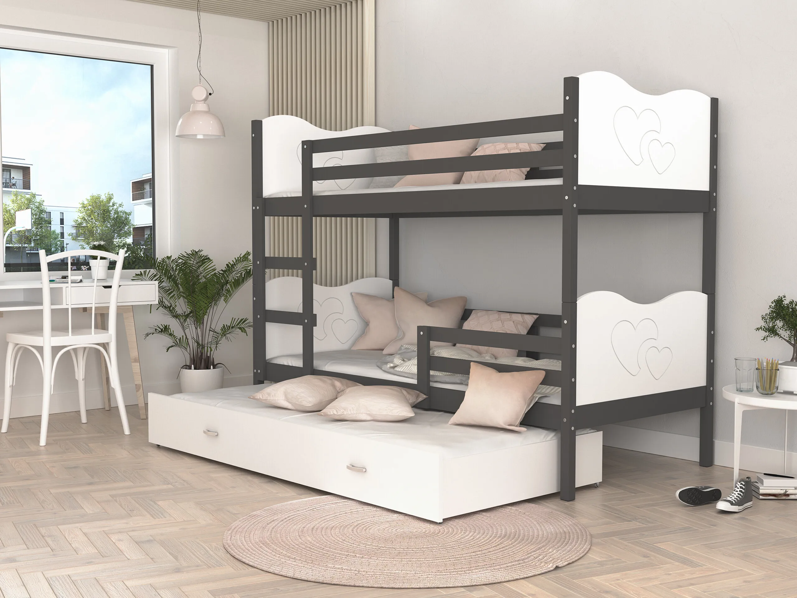 max 3 krevet na kat s tri ležaja 190×80 – srce - slika 3