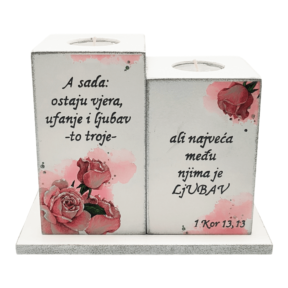 personalizirani svijećnjak za vjenčanje s rukom pisanim tekstom - slika 2