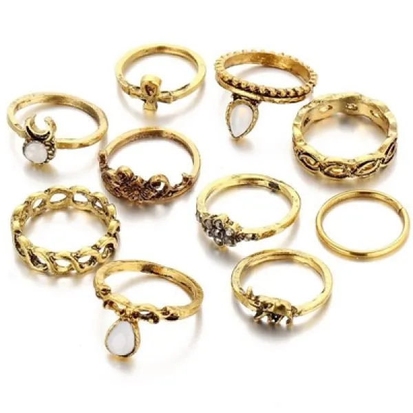 vintage boho set prstenja - komplet 10 prstena - slika 4