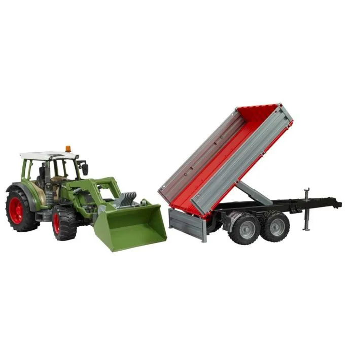 bruder fendt vario 211 s prednjim utovarivačem i kiper prikolicom - slika 2