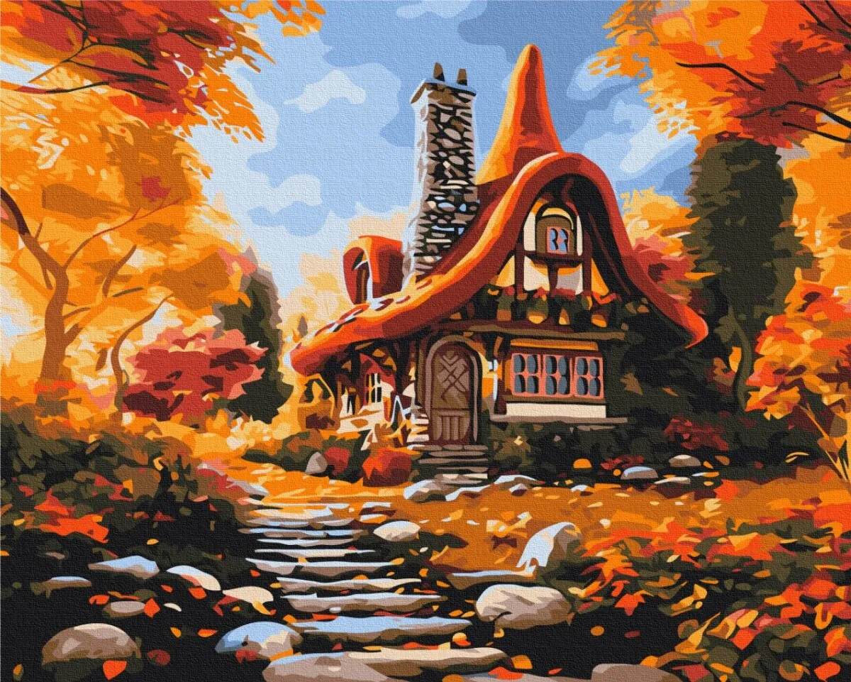 Kuća u šumi / jesen / set za slikanje po brojevima 50 x 40 cm - Vukovar