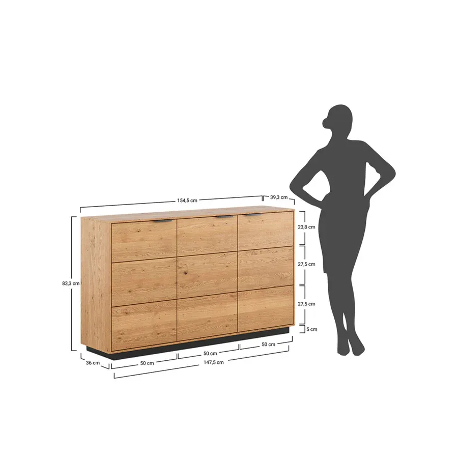 komoda tirano 154x39 cm, materijal: masivno drvo hrast - slika 19