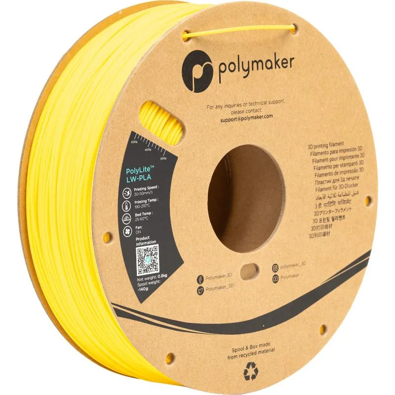 Polymaker PolyLite LW-PLA 1.75mm svijetlo žuta 800g - Zagreb