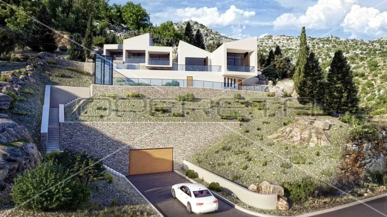 zemljište s projektom luksuzne vile modernog dizajna prvi red do mora, starigrad - slika 3