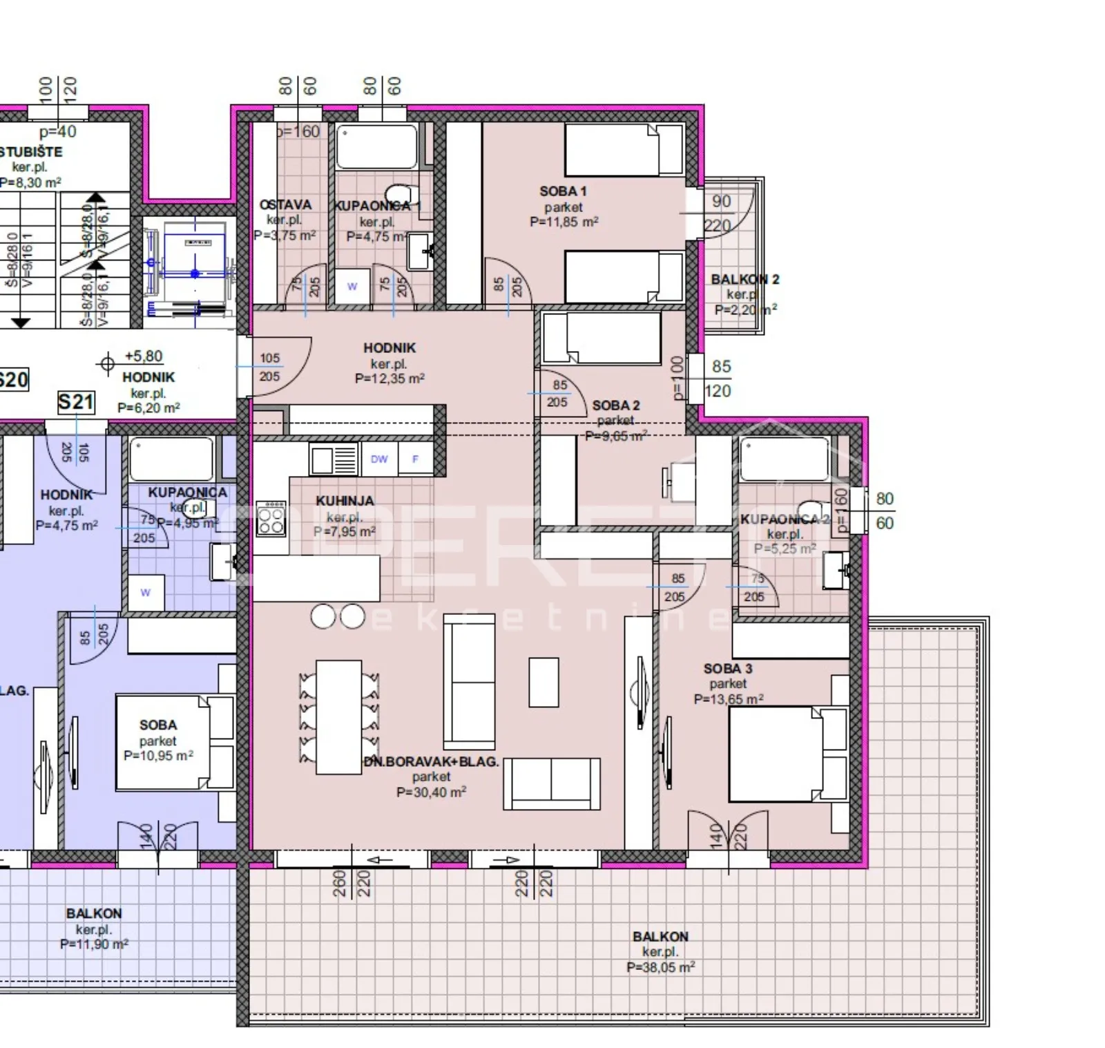 novogradnja makarska – trosobni stan 119,73 m² s terasom 38 m² i pogledom na mor - slika 2