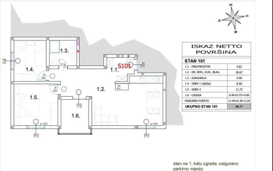 peroj stan 64m2 na prvom katu blizu mora novogradnja - slika 14