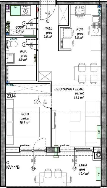 prodaja, stan, globetka, vukovarska, 1,5s, 46m2 - slika 6