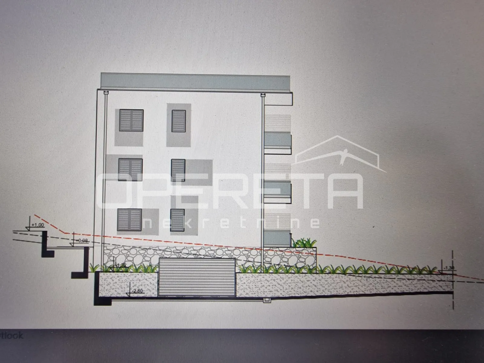 građevinsko zemljište 930 m2 s dozvolom za 6 stanova, lumbarda - slika 3
