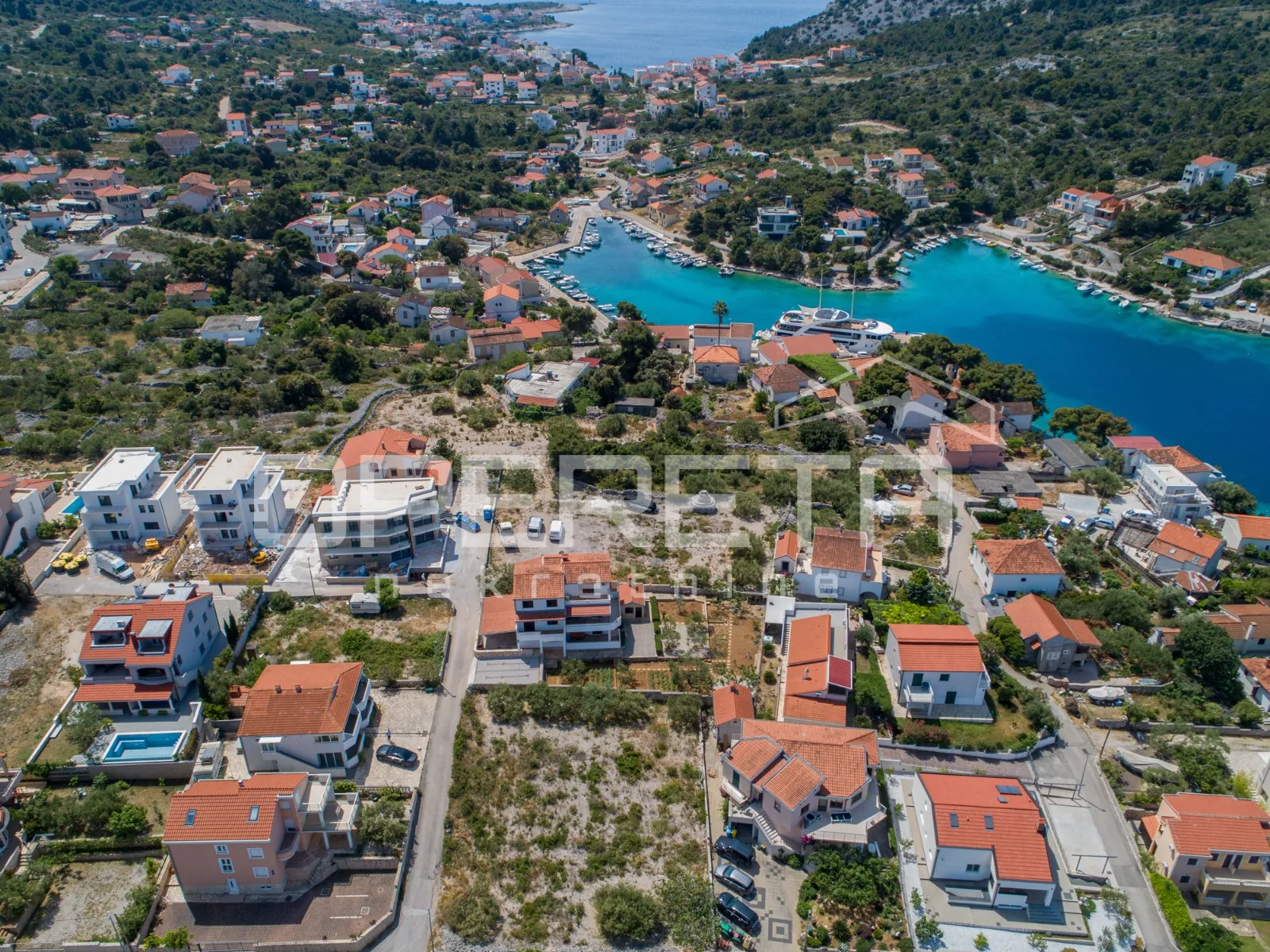 građevinska parcela u ražnju, 100 m od mora, otvoren pogled, 1.445 m2 - slika 2