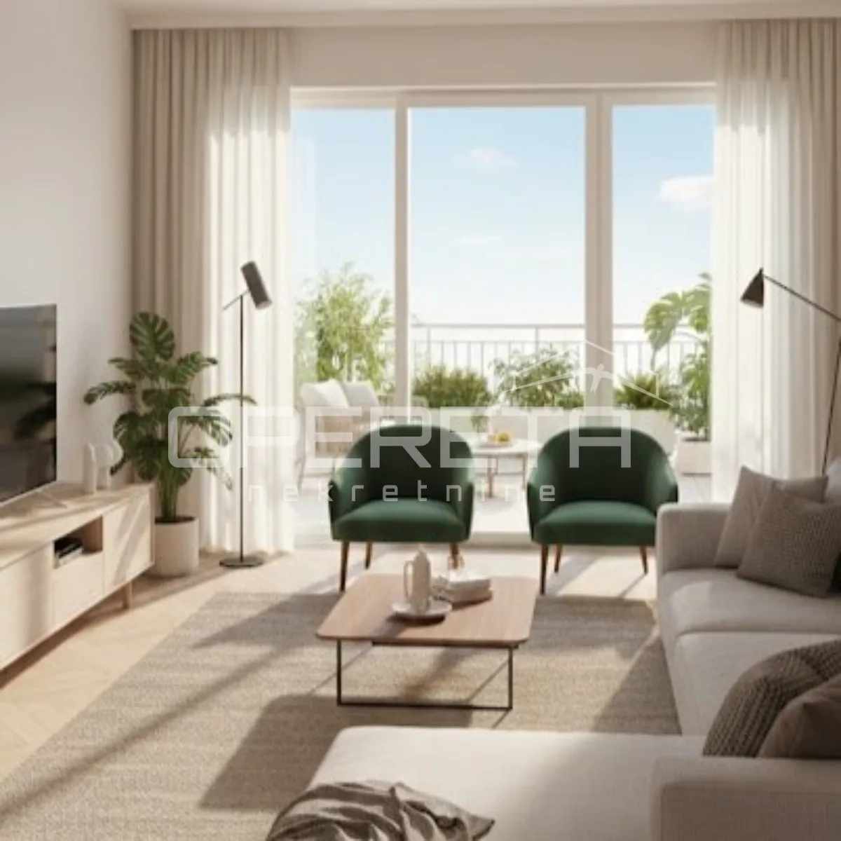 Novogradnja Makarska, 87,7 m2 dvosoban stan s balkonom 23,55 m², blizina centra