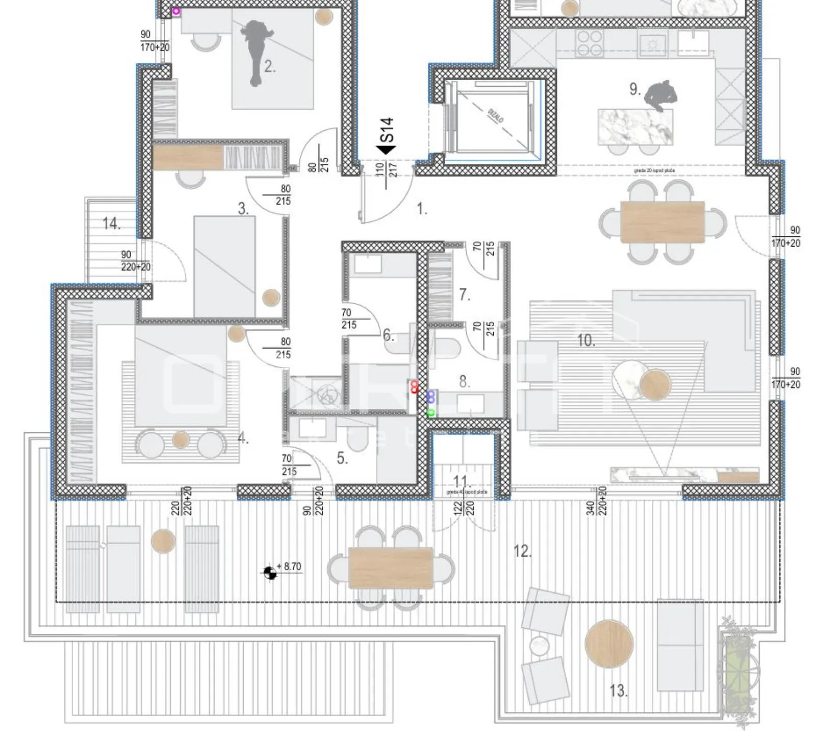 okrug gornji / čiovo – penthouse s14 novogradnja - slika 2