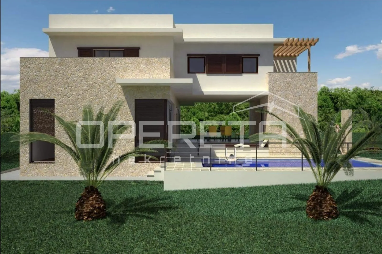 zemljište sa građevinskom dozvolom za vilu s bazenom, 700 m2 , lun, otok pag - slika 2