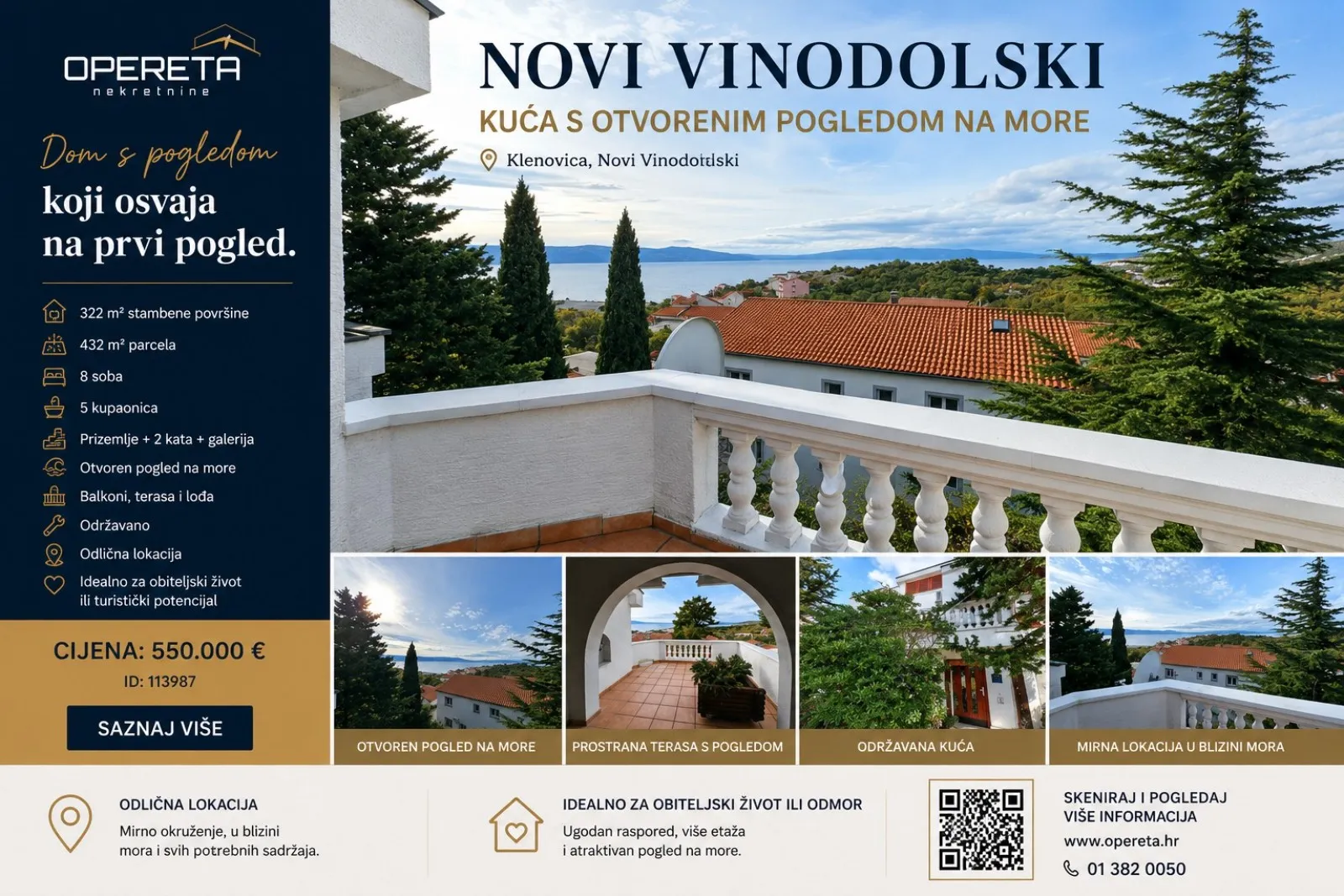 Stambena Vila S Otvorenim Pogledom Na More, Klenovica, Novi Vinodolski