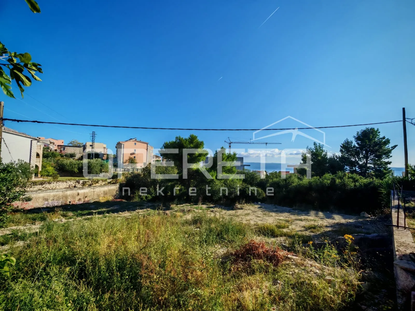 zemljište 451 m² s dozvolom za vilu, trogir, pogled na otok - slika 5