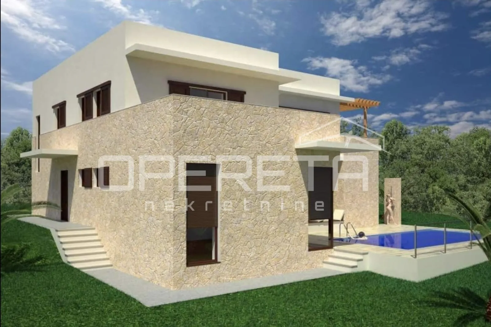 zemljište sa građevinskom dozvolom za vilu s bazenom, 700 m2 , lun, otok pag - slika 6