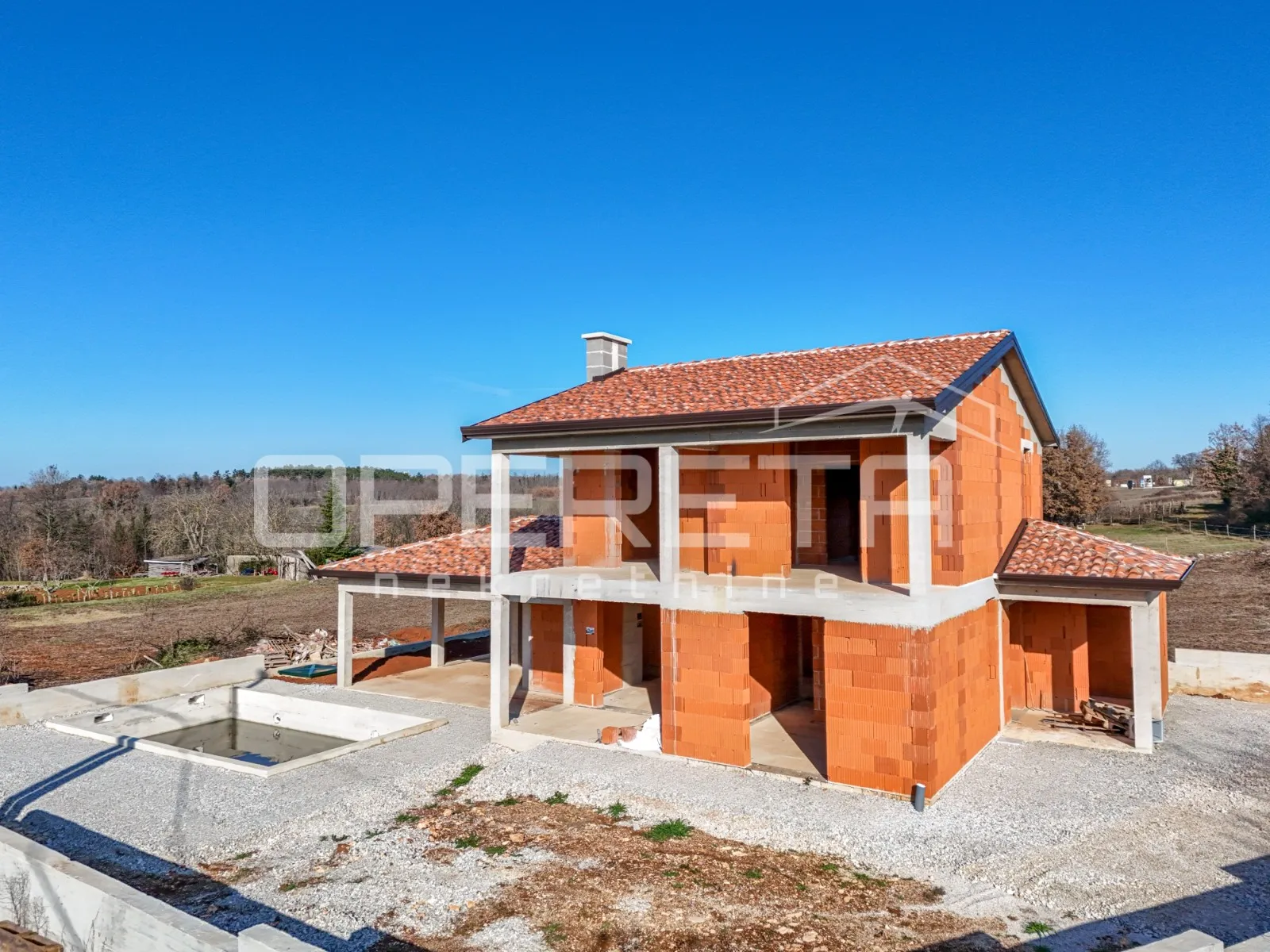 istra, višnjan okolica - samostojeća kuća u roh bau fazi - slika 2