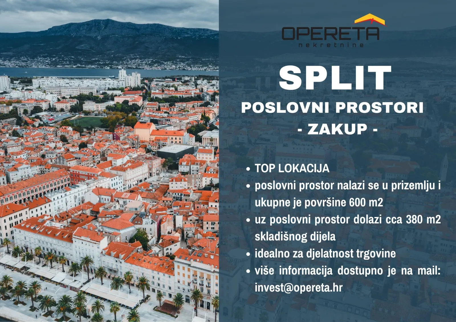 Najam, Ulični lokal, Split-Centar, Obala kneza Branimira, 600m2 - Grad
