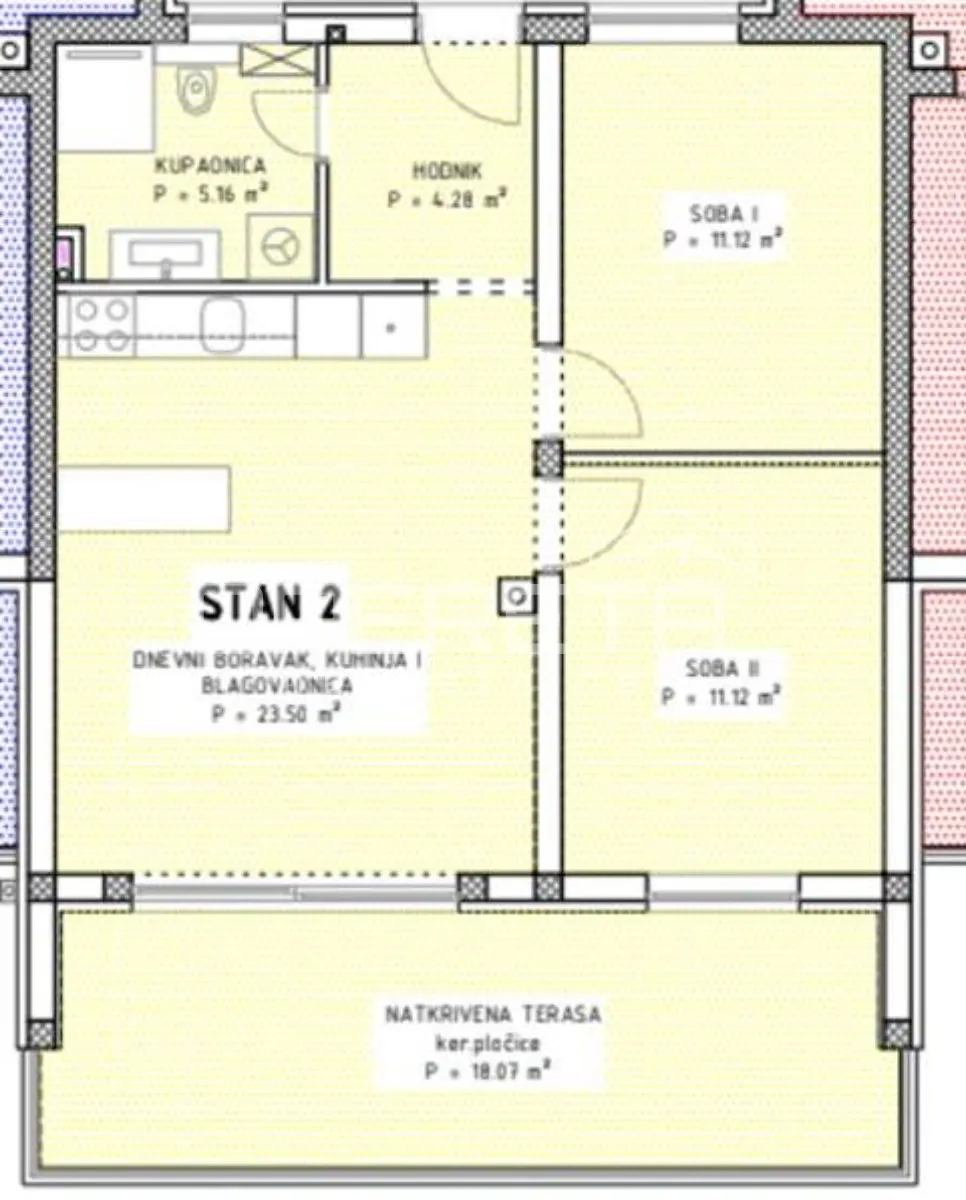 novogradnja, dvosoban stan s vrtom, 72 m², prizemlje, murvica - slika 12