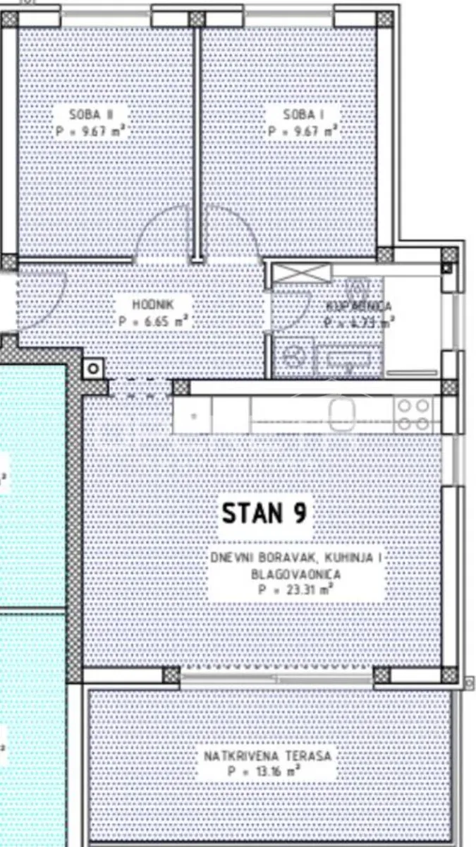 novogradnja, dvosoban stan s krovnom terasom, 81 m², 2. kat, murvica - slika 14