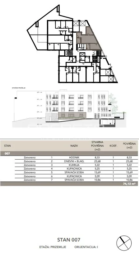 prodaja, stan, črnomerec, kuniščak, 3s, 74m2 - slika 2