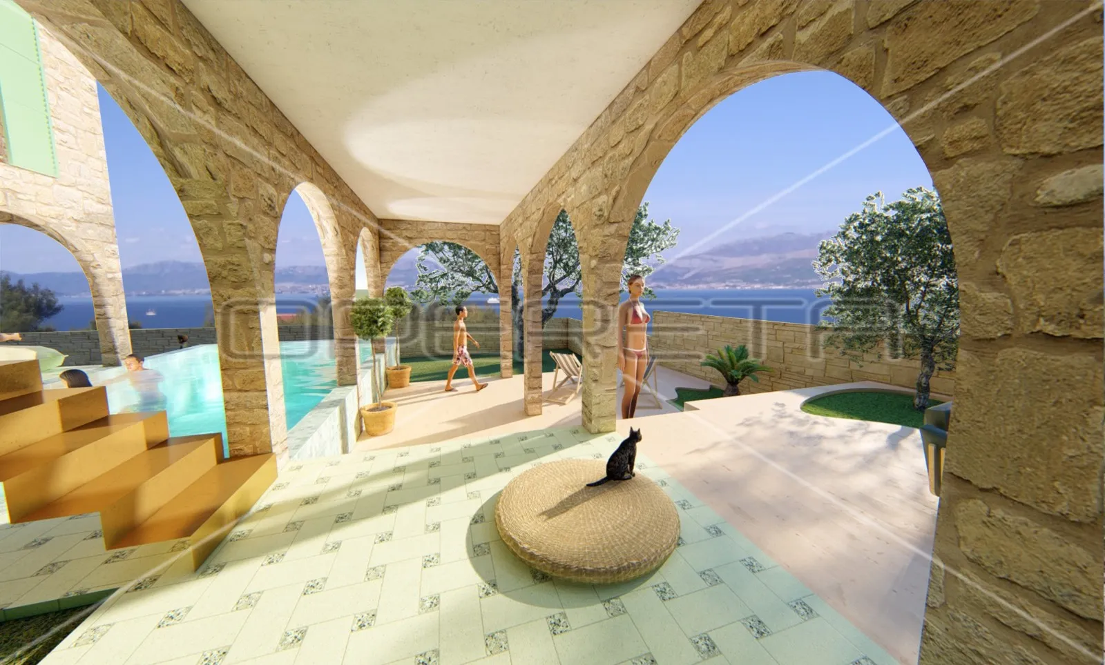 zemljište, supetar otok brač, pogled na more i idejni projekt za 4 luksuzne vile - slika 24