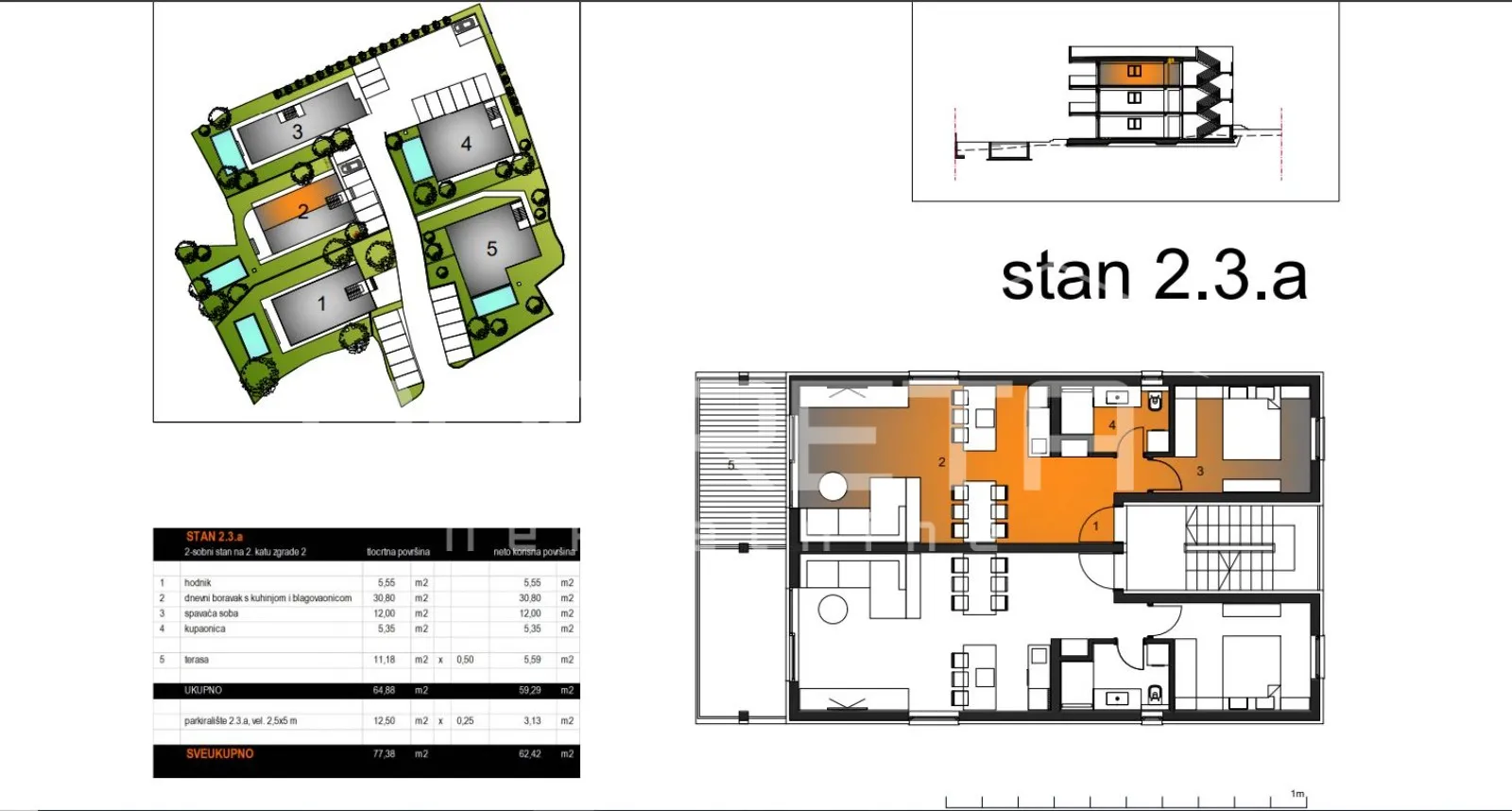 jednosobni stan 2.3a u urbanoj vili, novogradnja, okrug gornji, čiovo, trogir - slika 8