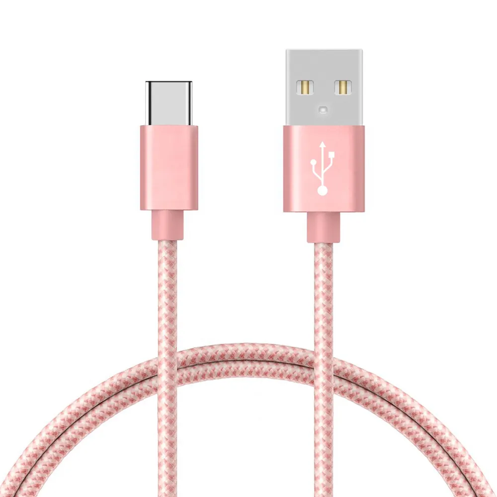 Optimus USB C data kabel (1m, USB-C na USB 2.0, pleteni/najlon, rozi) - Zagreb