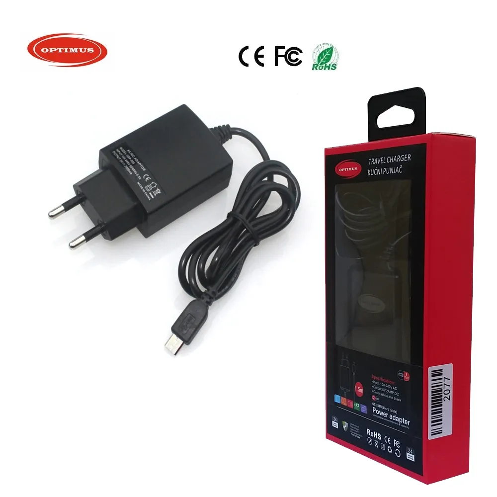 Optimus 10W punjač za tablete i mobitele (5V/2A, Micro USB, crni) - Zagreb
