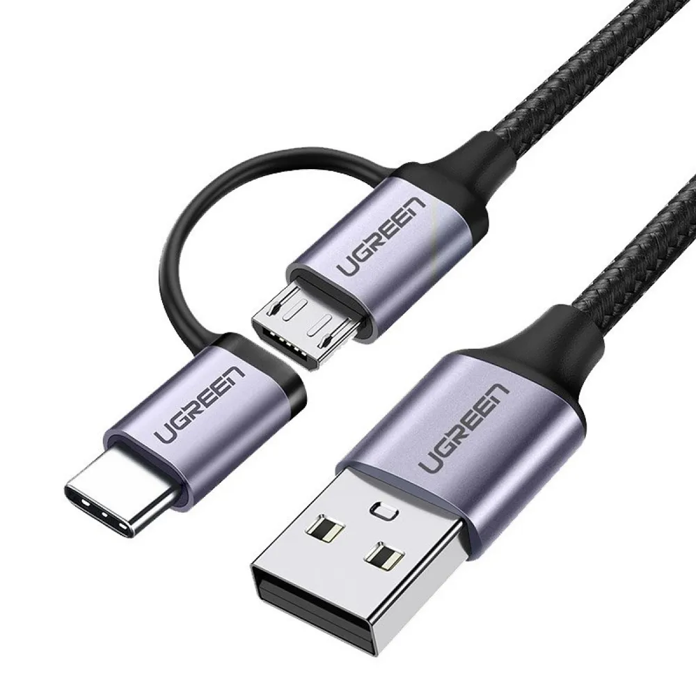 Optimus USB data kabel 2u1 (1m, Micro USB / USB-C na USB 2.0, crni) - Zagreb