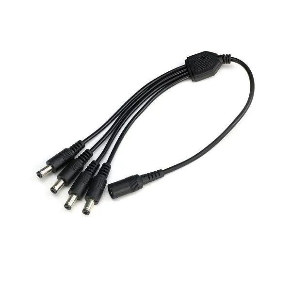 Optimus DC Razdjelni Kabel 1-na-4 (5.5x2.1mm) / 35cm / Za Kamere i LED Trake / Crni - Zagreb