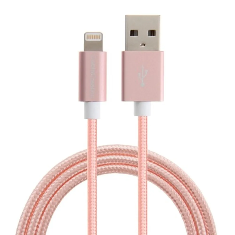 Optimus USB data kabel (1m, Lightning na USB-A, pleteni/najlon, rozi) - Zagreb