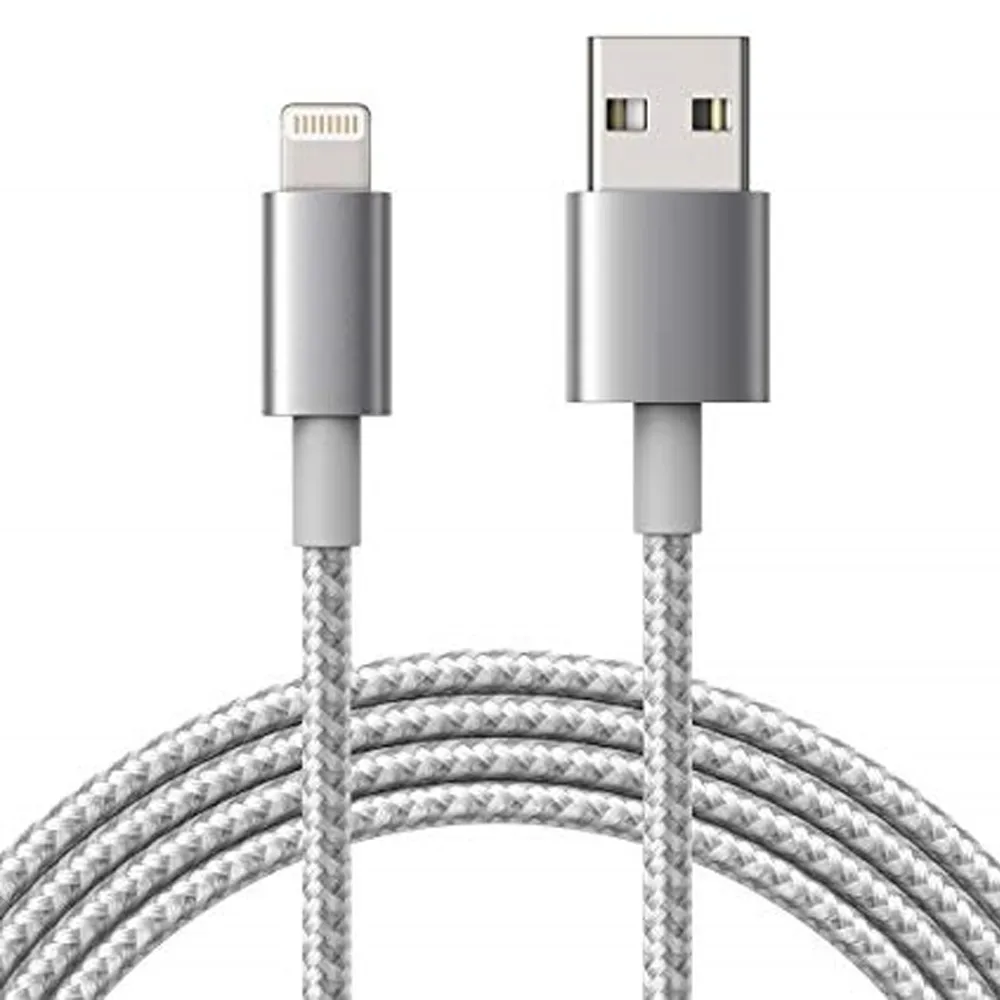 Optimus USB data kabel (2m, Lightning na USB-A, pleteni/najlon, srebrni) - Zagreb