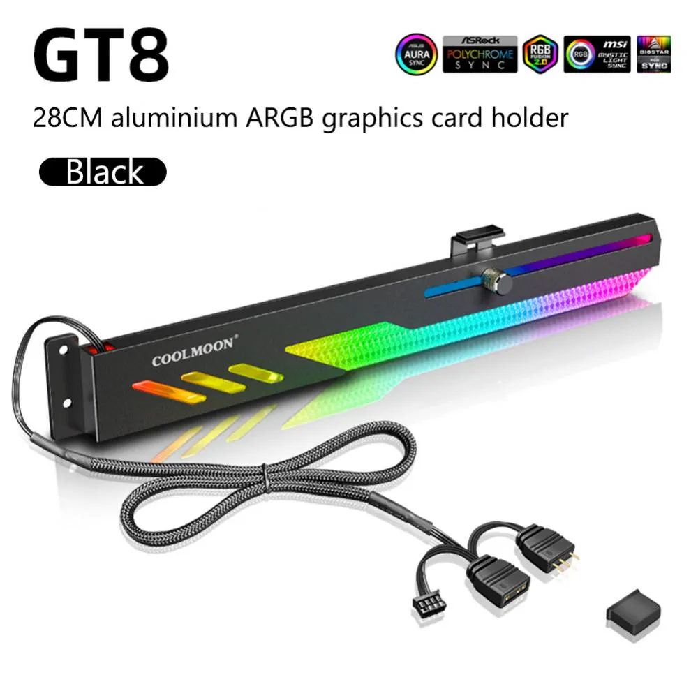 COOLMOON GT8 GPU nosač s ARGB osvjetljenjem, 28 cm, bijeli - Zagreb