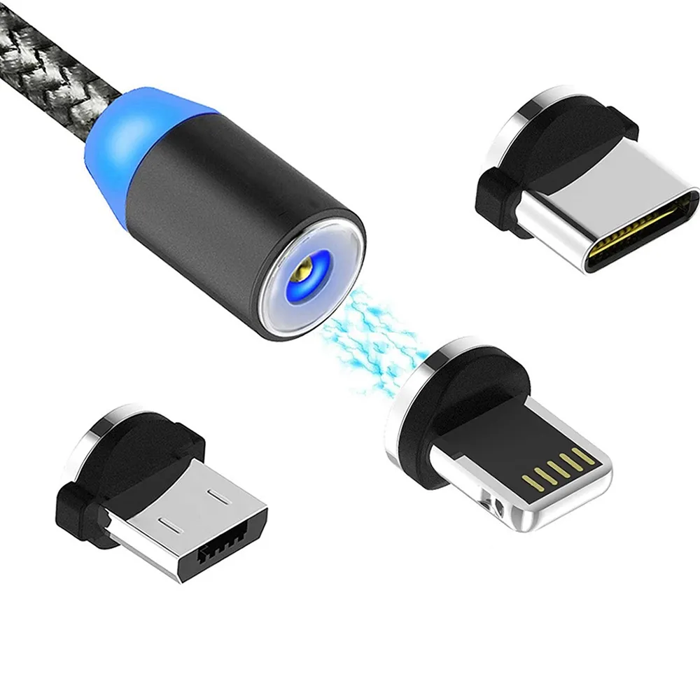 Optimus Magnetni data kabel 3 u 1 (1m, Micro/Lightning/USB-C na USB 2.0, pleteni/najlon, crni) - Zagreb