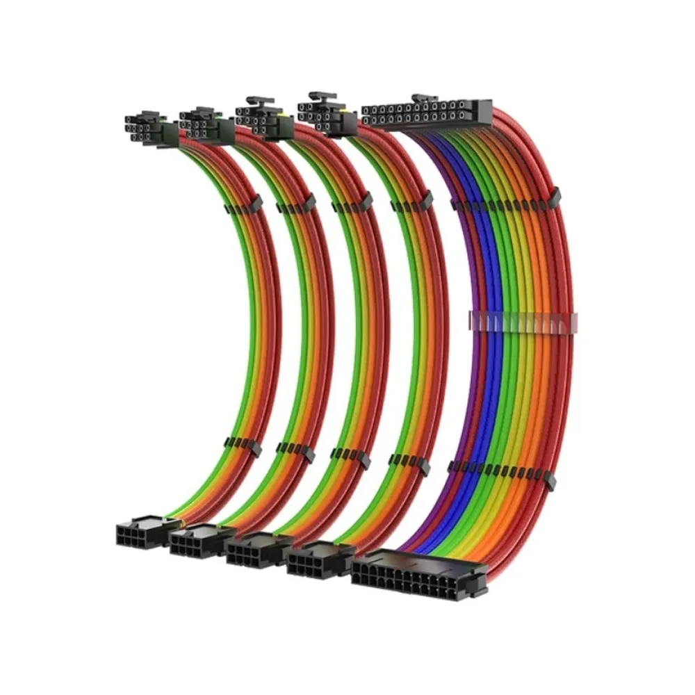 ATX ekstenzioni kabel set (ATX 24-pin + PCI-E 8-pin + CPU EPS 8-pin, 350mm, rainbow) - Zagreb