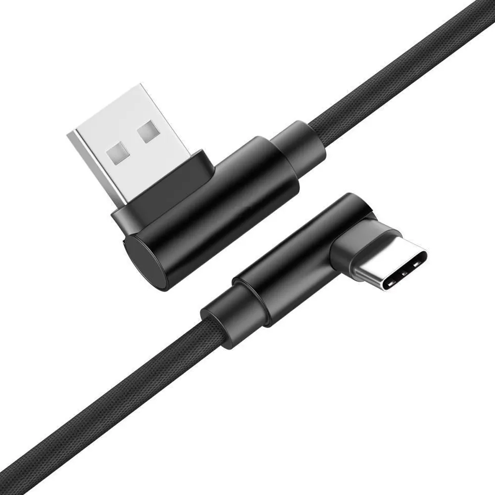 Optimus USB data kabel (1m, USB-C 90° kutni na USB-A, pleteni/najlon, crni) - Zagreb