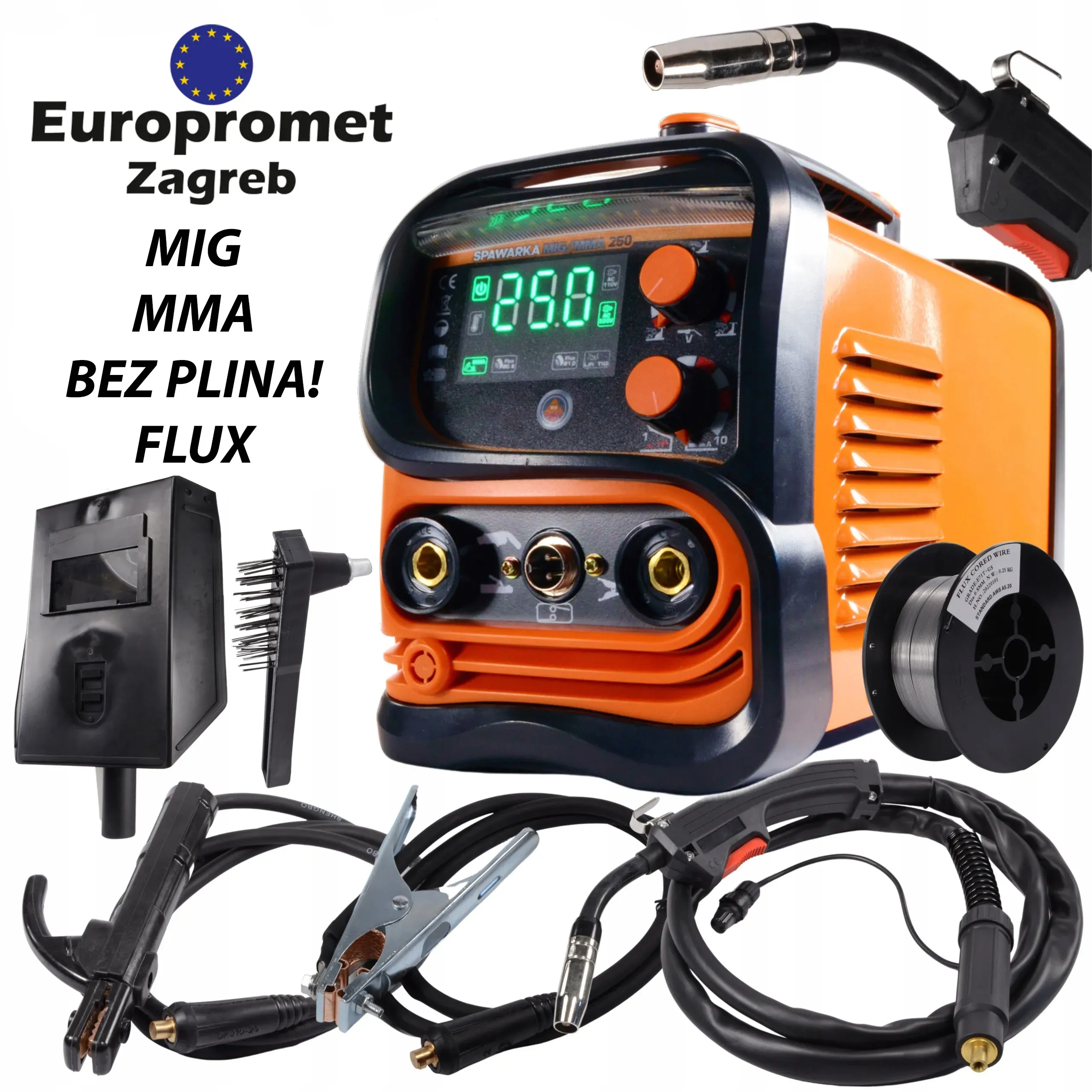 Aparat za varenje/ zavarivanje žicom/ elektrodom 250A MIG / FLUX / MMA - Zagreb