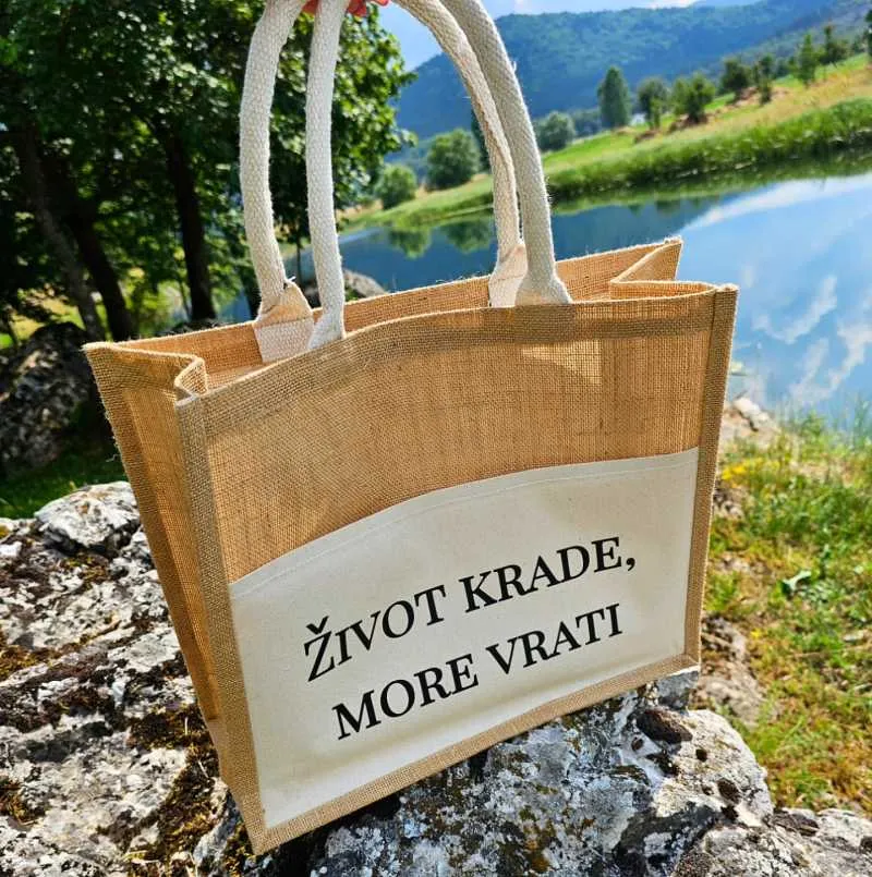 jutena torba za plažu s prednjim džepom - slika 3