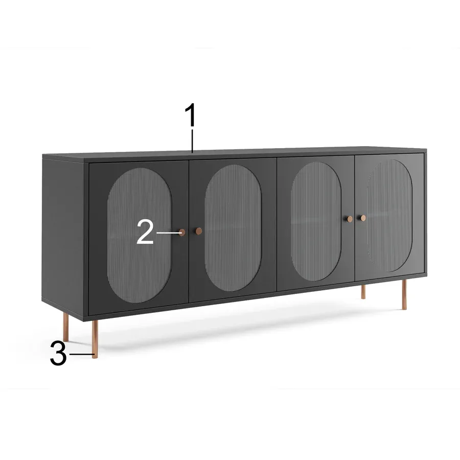 komoda velvet 164.5x42cm, materijal: laminirana ploča - slika 4