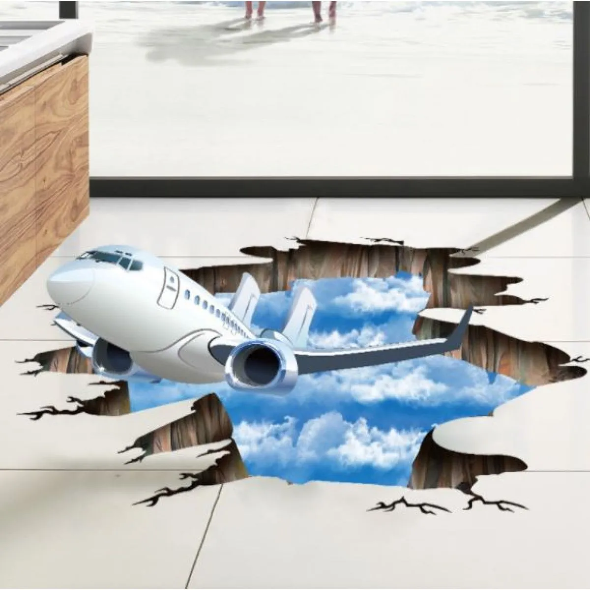 3d wall sticker putnički avion dimenzije 110x50 cm - slika 4