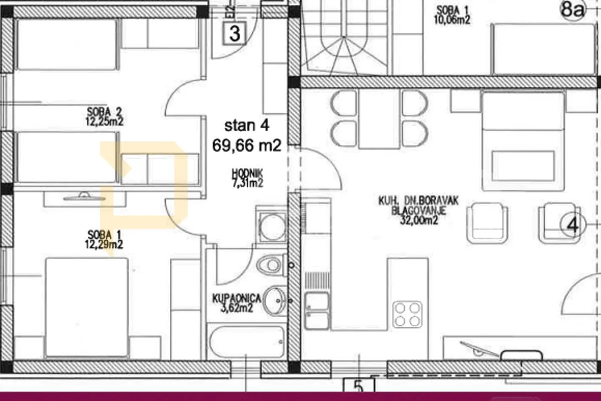 Trosoban stan uz more, Vlašići, otok Pag - stan 4B - Vlašići, Pag