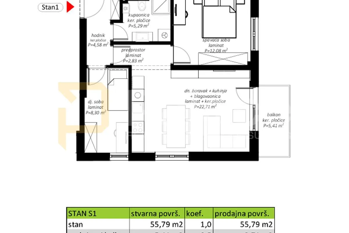 trosoban stan s1 u prizemlju novogradnje, 61,98 m2, novi marof - slika 4