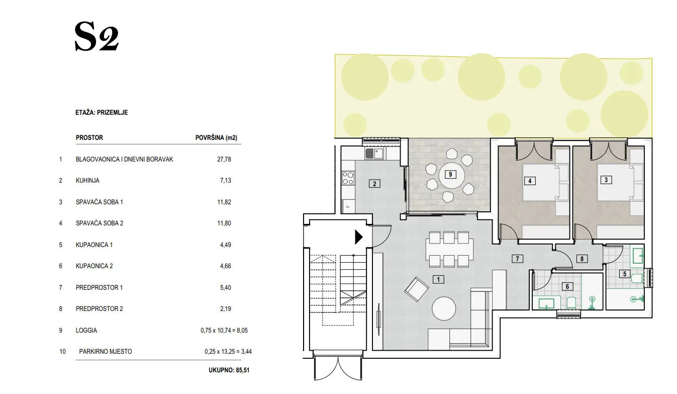 dvosobni stan u prizemlju, novogradnja, primošten, 85 m2 - slika 5