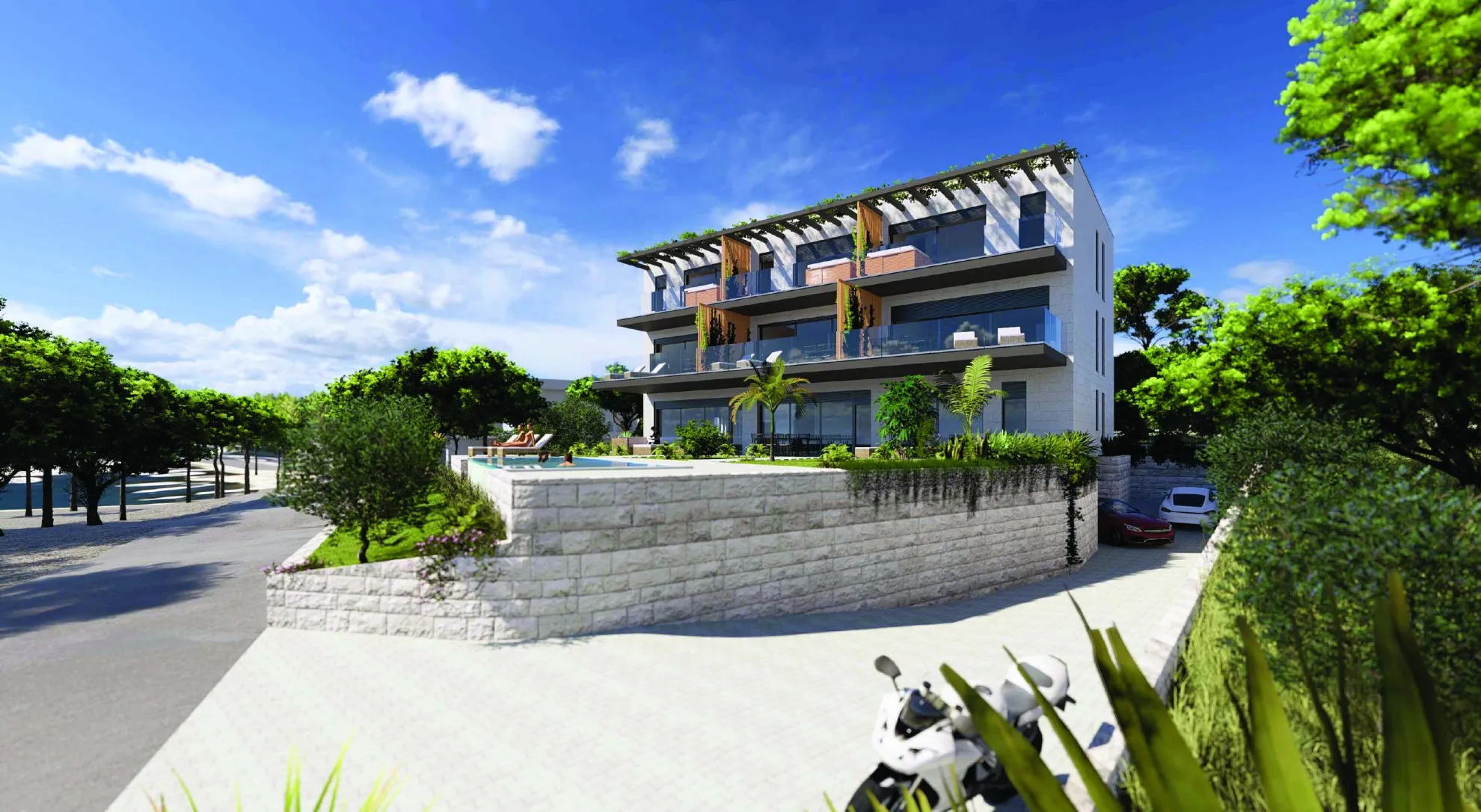 Dvoetažni stan u luksuznoj urbanoj vili, prvi red do mora, 142,59 m² - Brodarica, Šibenik