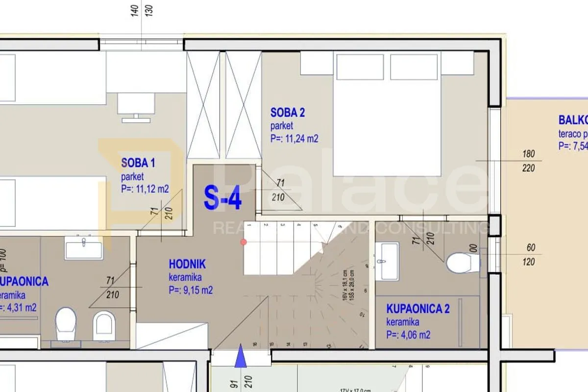 dvoetažni penthouse s terasama, 115 m² - slika 1