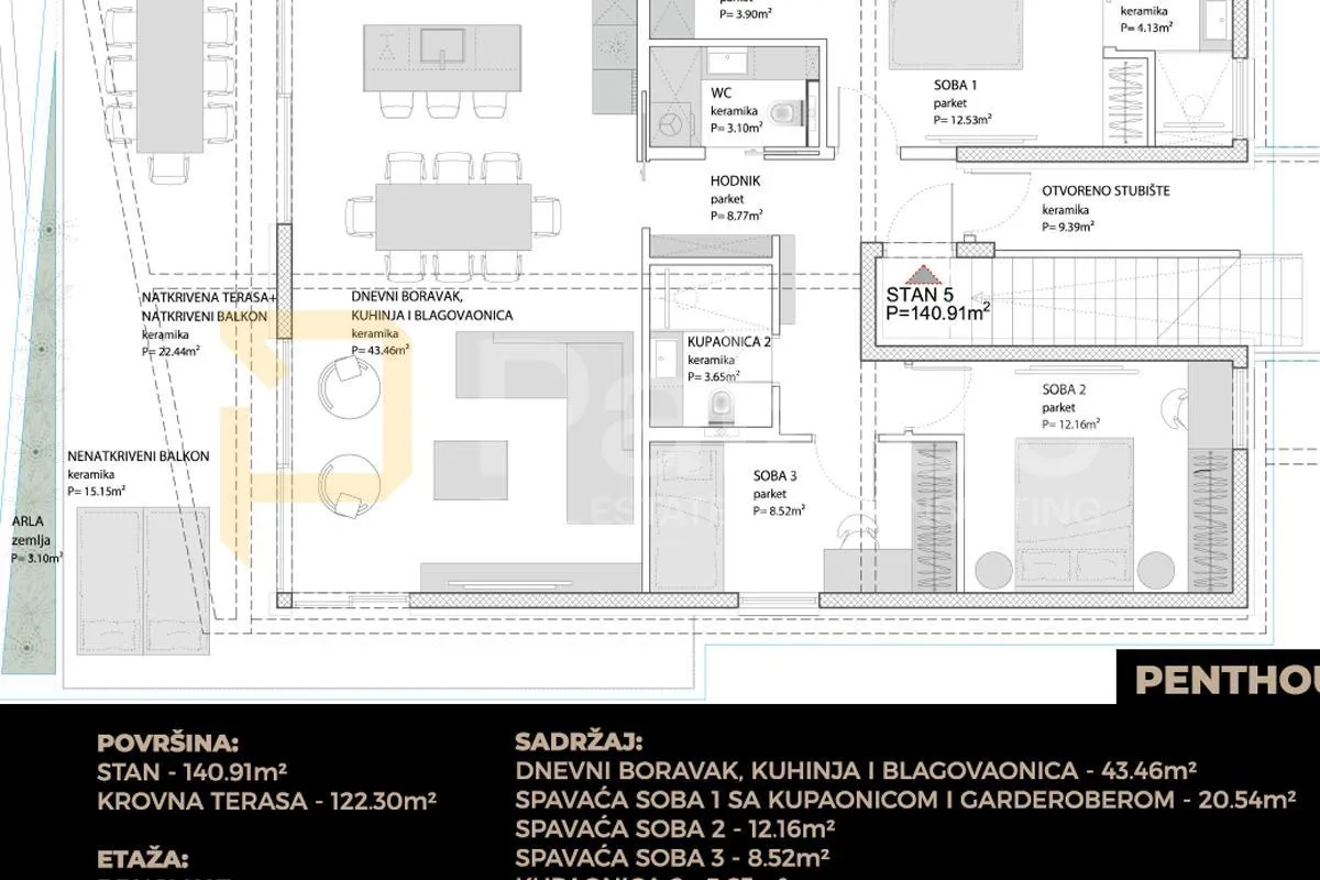 trogir: luksuzan penthouse s pogledom na more, 141m² - slika 3